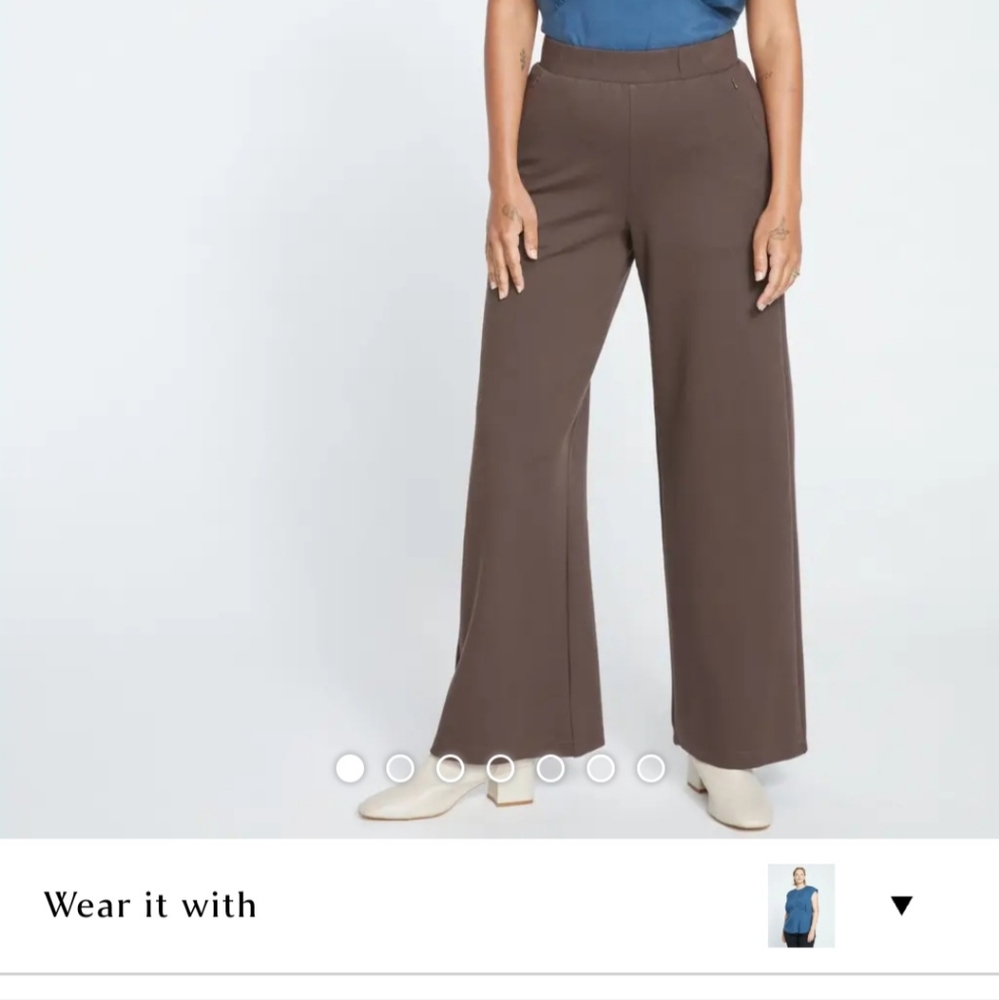 Universal Standard Stephanie Wide Leg Pull-On Ponte Pants Taupe Cocoa Brulee M - Picture 4 of 9